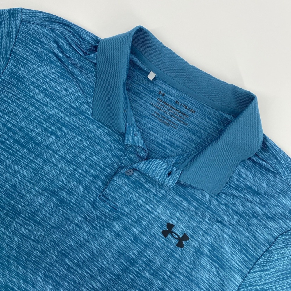 Under Armour Performance Polo Shirt Mens Extra Large Blue Space Dye Loose Active